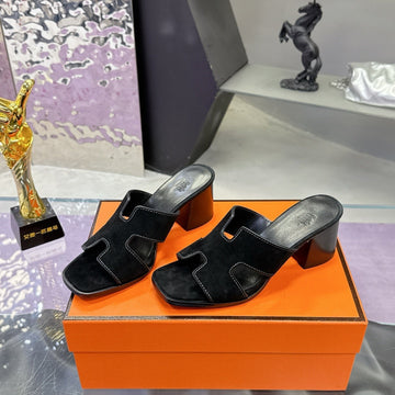 Hm Sandal 90MM Black In Sandblasted Cowhide 757939