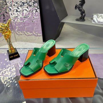 Hm Sandal 90MM Green In Cowhide 757941