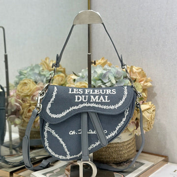 CD Saddle Bag 25.5cm Gray In Denim 288056