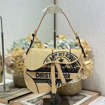 CD Saddle Bag 25.5cm Natural Beige In Denim 288070