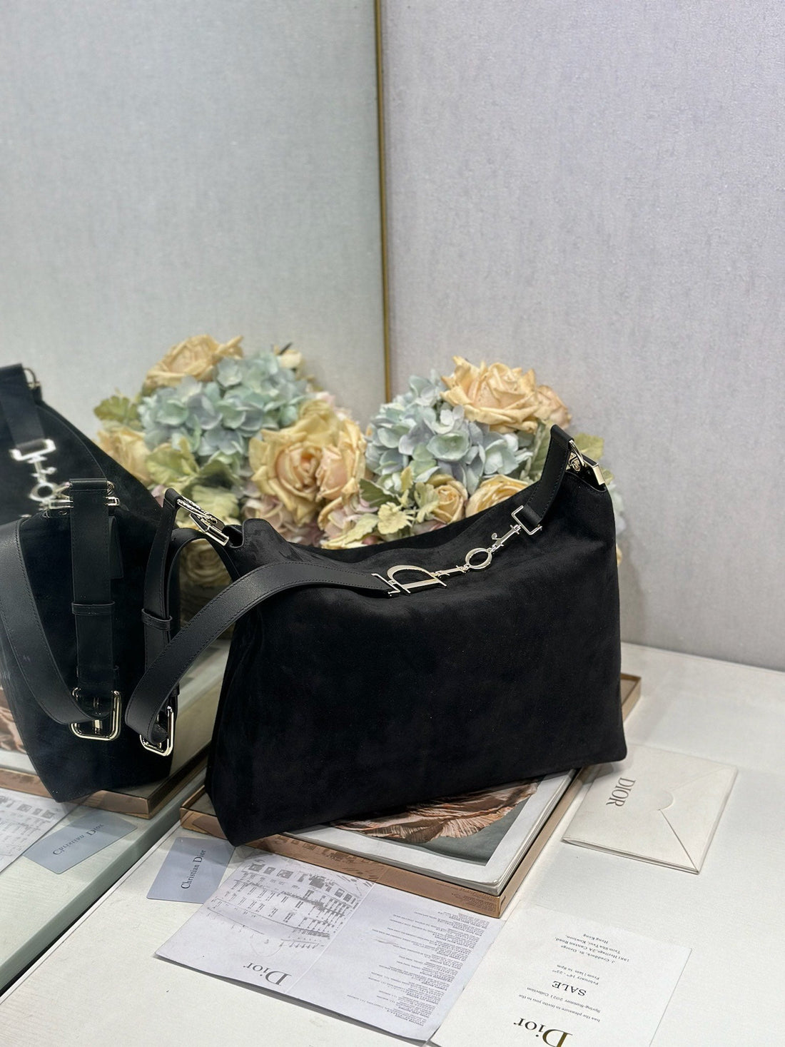 CD 2026 Bag Black 39CM Suede Leather 288377