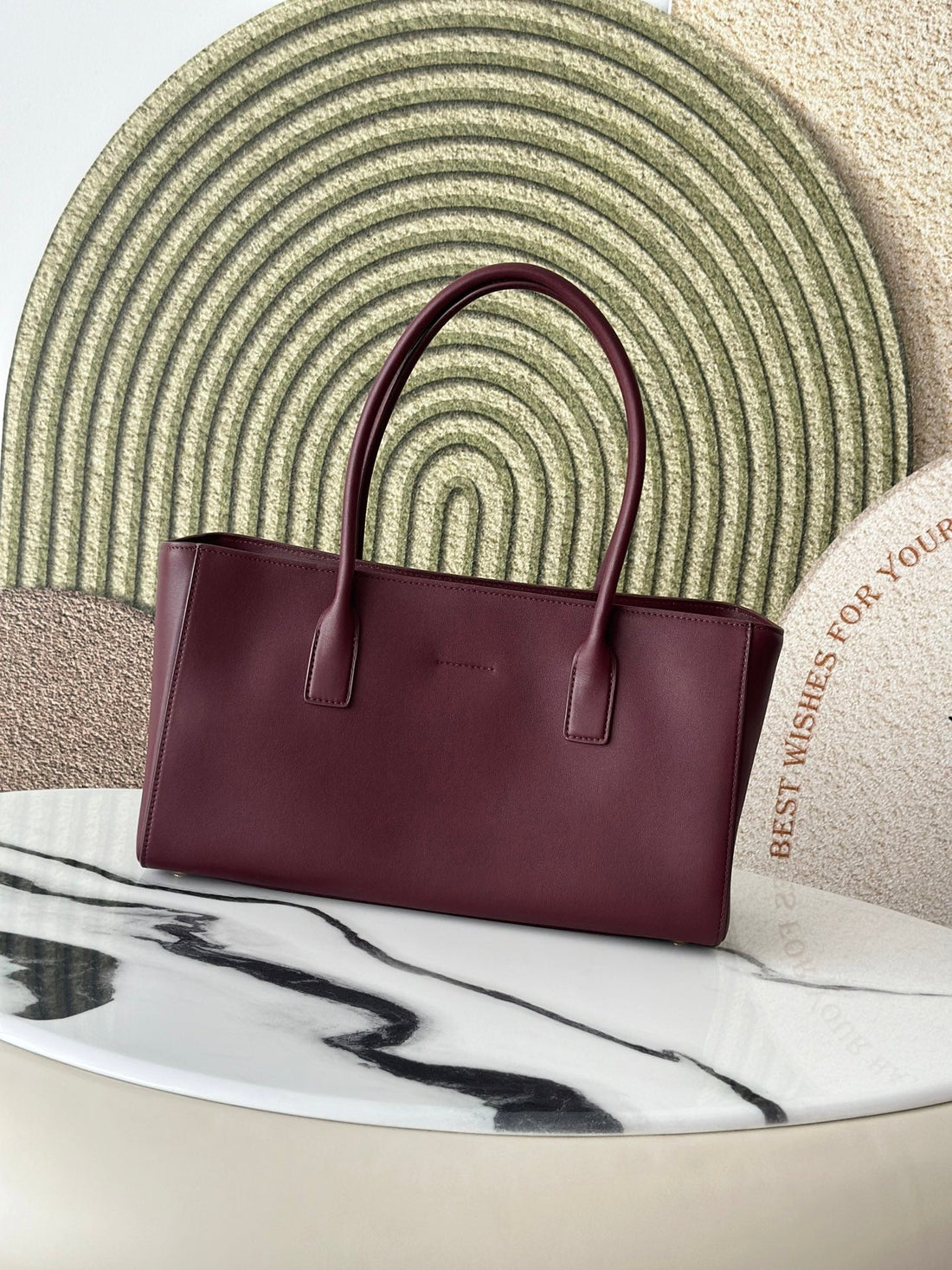 CC Handle Shopping Tote 39CM Burgundy Calfskin