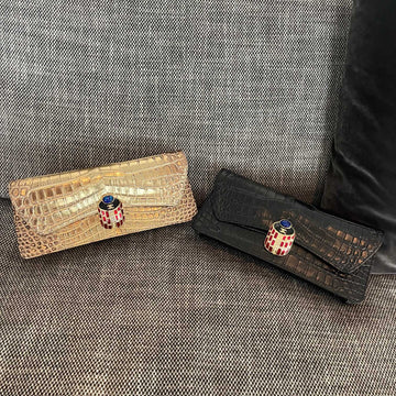 CC 19A Scarab Clasp Clutch Crocodile 30CM Embossed Cowhide