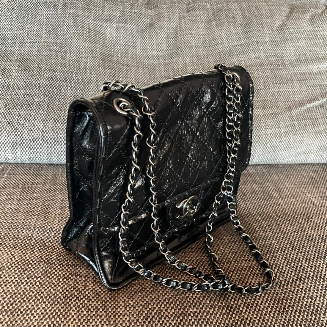 CC Vintage CC Flap Bag 26CM Black Synthetic Leather