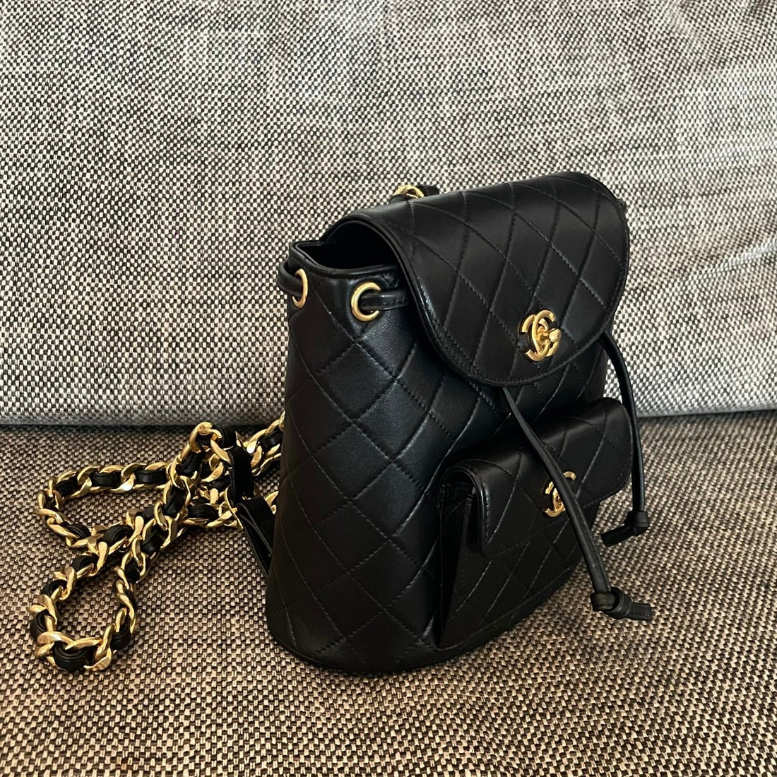CC Mini Duma Backpack 21CM Black Lambskin