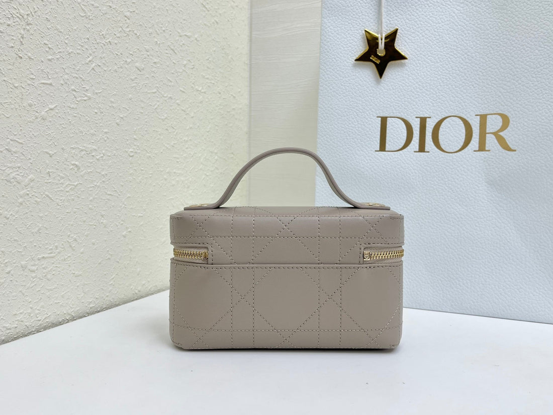 CD Cannage Vanity Chain Bag 19CM Grey Cowhide 158119