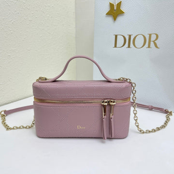 CD Cannage Vanity Chain Bag 19CM Pink Cowhide 158118