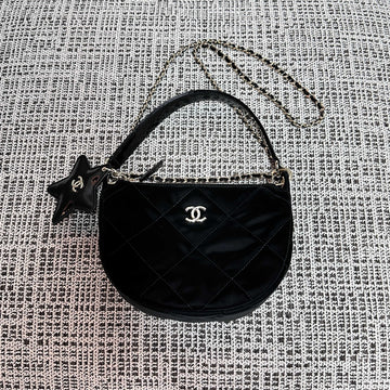 CC Coco Neige Clutch With Chain Star Charm 22CM Black Velvet