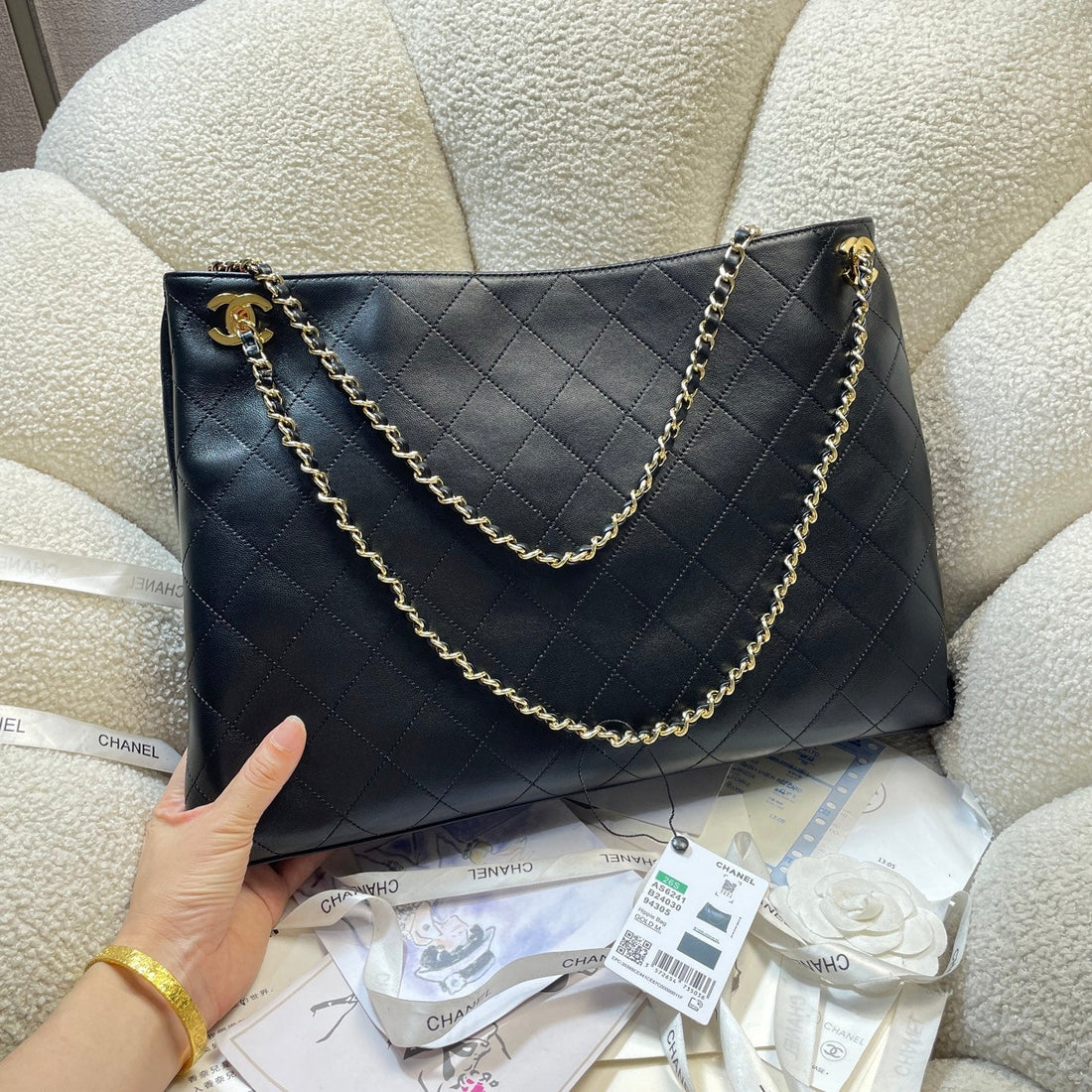 CC 26S Large Tote Bag 40CM Black Calfskin Ghw