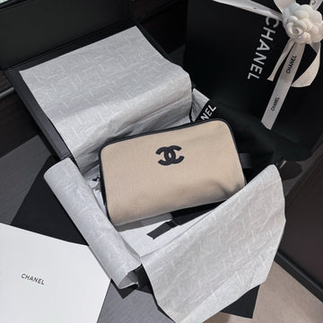 CC Coco Beach 26S Zipped Pouch CC Logo 22CM Cream Canvas 292118