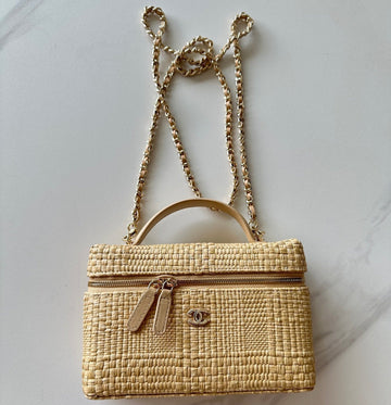 CC Vanity With Chain 17CM Beige Woven Raffia & Lambskin 292222
