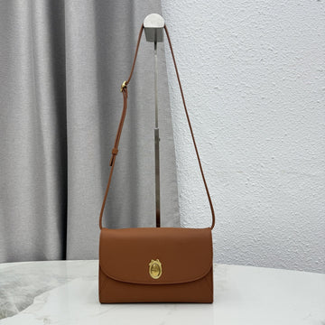 CD Médaillon Envelope Pouch 20.5cm Brown Cowhide Leather Ghw 158552