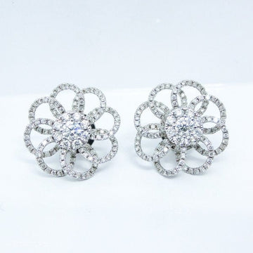 Flower Silver Diamond Earrings