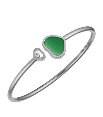 Happy Heart Malachite Bracelet Silver Diamond
