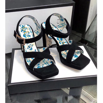 GG High Sandal Black Suede With Patterns