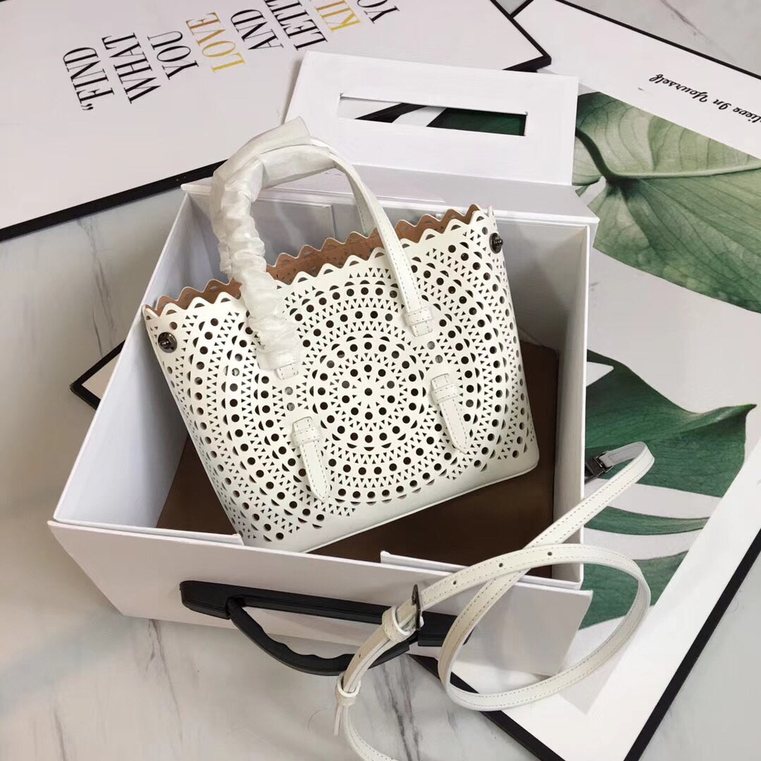 Alaïa Mina 20 Bag In Vienne Wave White Calfskin