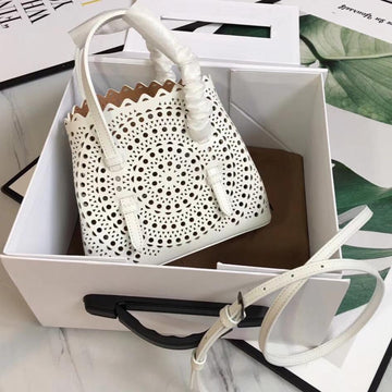 Alaïa Mina 20 Bag In Vienne Wave White Calfskin