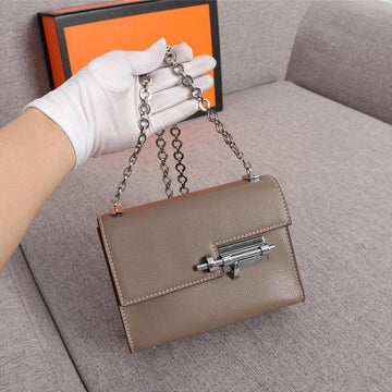 HM Verrou Mini Bag 17 Ash Brown Calfskin