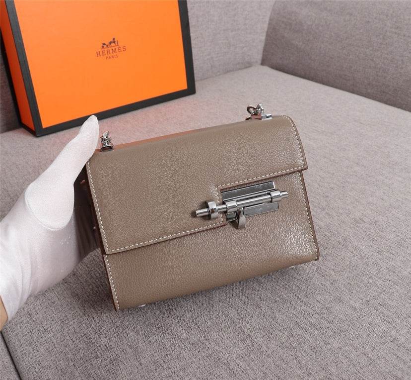 HM Verrou Mini Bag 17 Ash Brown Calfskin