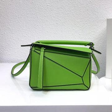 Loe Mini 18 Puzzle Bag In Emerald Green Calfskin