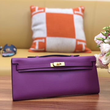HM Kelly Cut 31CM Purple Swift Leather Ghw