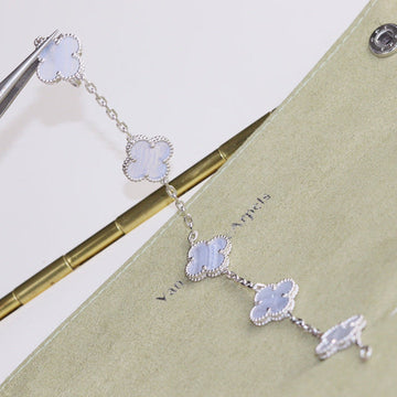 Vca Clover Blue Mop 5 Motifs Sliver Bracelet
