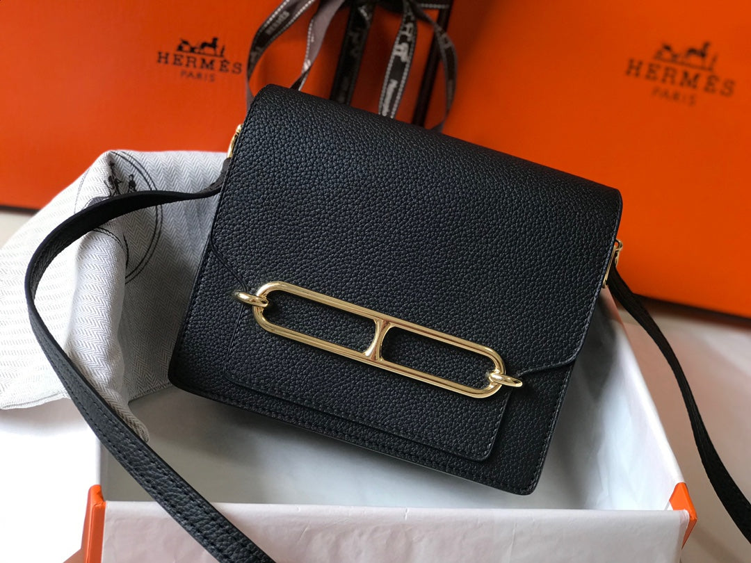 HM Sac Roulis 19 Black Togo Leather