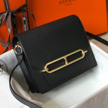 HM Sac Roulis 19 Black Togo Leather
