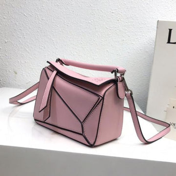 Loe Mini 18 Puzzle Bag In Bright Pink Calfskin