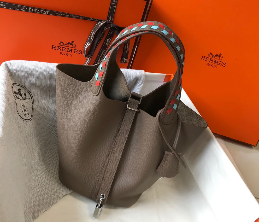 HM Picotin Lock 22 Taupe Epsom With Braid Strap