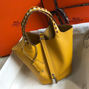 HM Picotin Lock 22 Yellow Epsom With Braid Strap