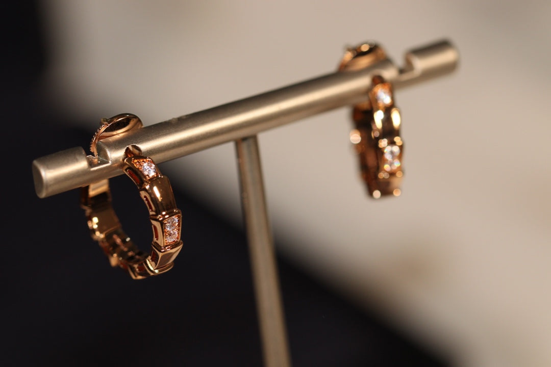 Bvl Serpenti Viper Earrings Diamond Gold
