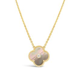 Clover Gold Dark Mop Clover Necklace