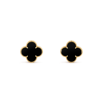 Clover Medium Onyx Pink Godl Earrings