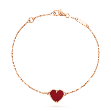 Heart Carnelian Pink Gold Bracelet