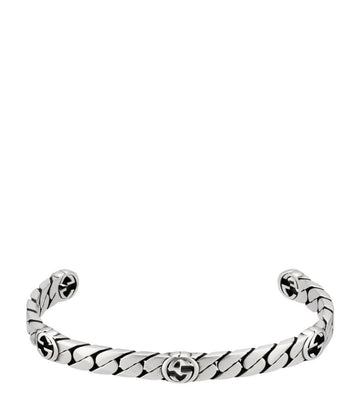 GG Silver Interlocking Open Bracelet