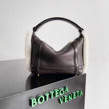Bv Wallace Mini Bag Brown White Lamb Fur Leather