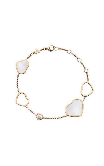 Happy Heart White Mop Pink Gold Bracelet