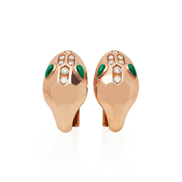 Serpenti Pink Gold Diamond Earrings Stud