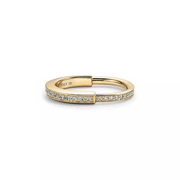 Lock Ring Gold Diamond Paved