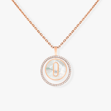 Lucky Move 1 Diamond White Mother Of Pearl Pink Gold Diamond Necklace
