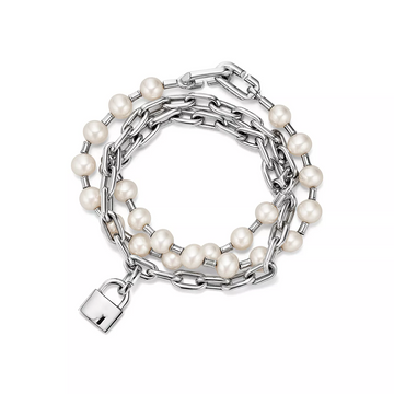 Pearl Lock Silver Bracelet