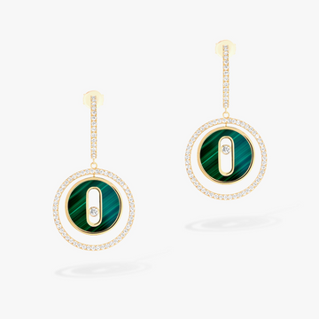 Lucky Move Malachite Gold Diamond Earrings