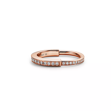 Lock Ring Pink Gold Diamond Paved