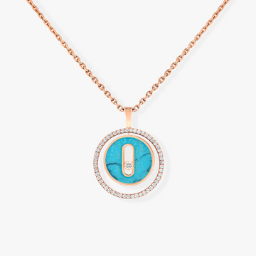 Lucky Move 1 Diamond Turquoise Pink Gold Diamond Necklace