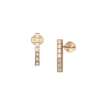 Ice Cube Pink Gold Diamonds Earrings