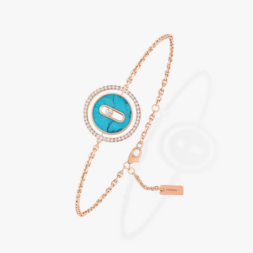 Lucky Move Turquoise Pink Gold Diamond Bracelet