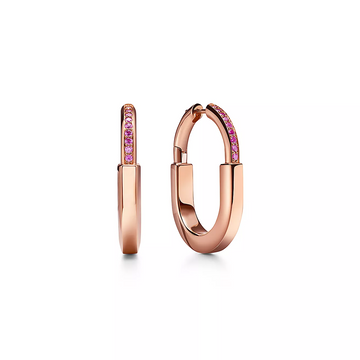 Lock Medium Pink Diamond Pink Gold Earrings