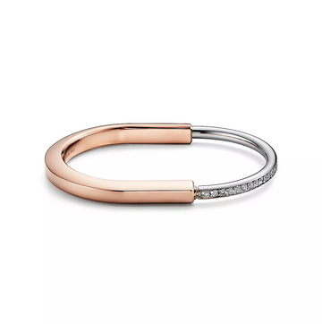 Lock Bracelet Rose And White Gold Diamond