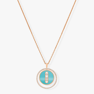 Lucky Move 3 Diamonds Turquoise Pink Gold Diamond Necklace